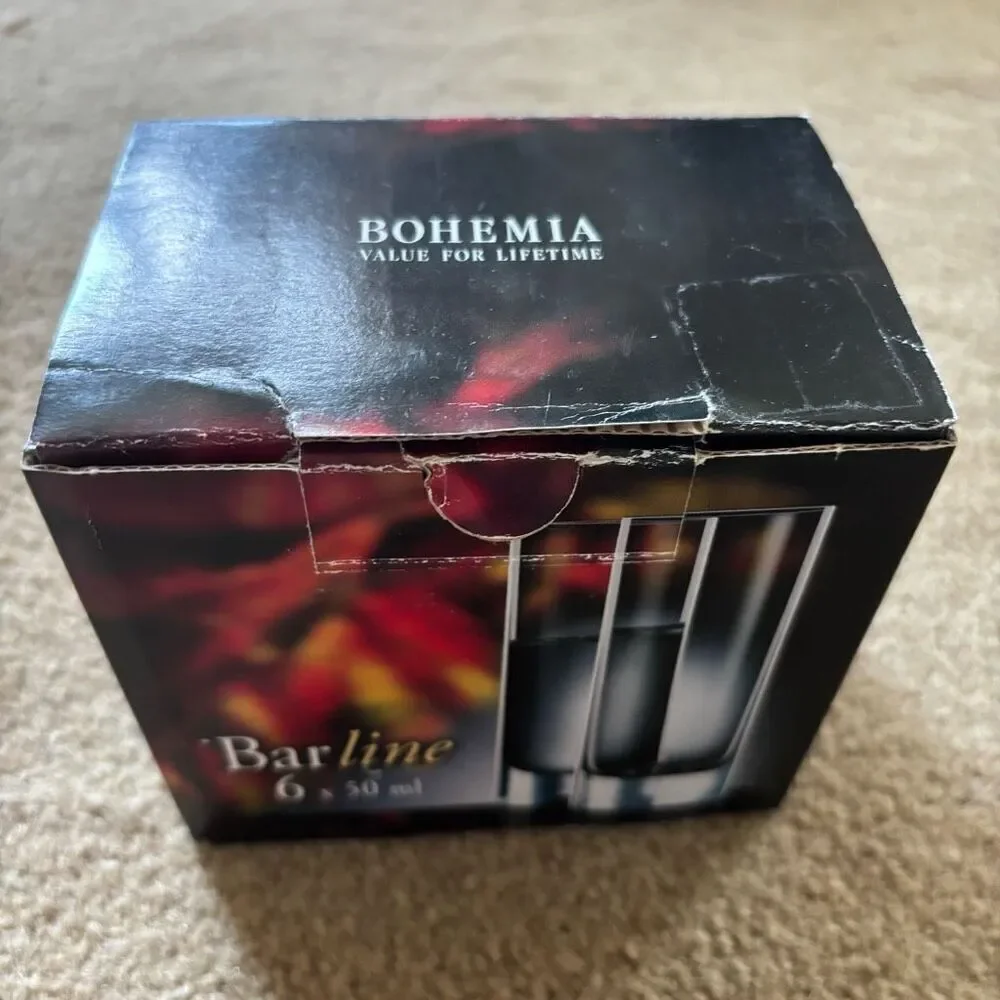 Barline Bohemia Crystal Box Of 6 50 ML Vodka Shot Glasses *New*